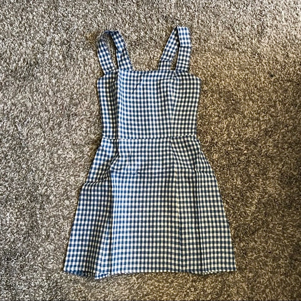 π Reformation Brigitte Linen Dress - Azure Check - Picture 6 of 9